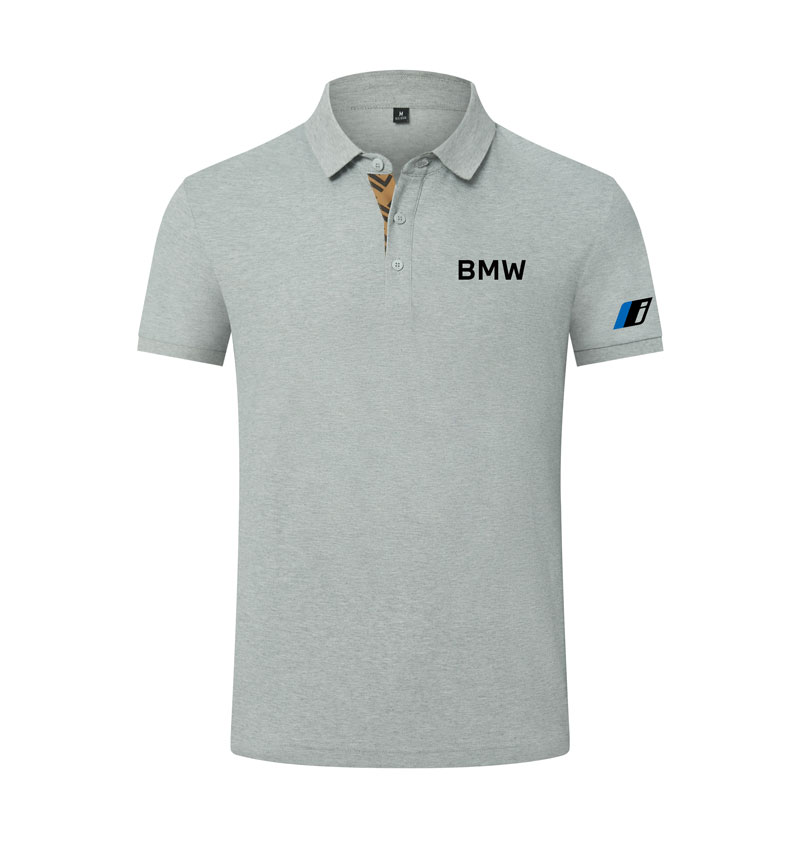 Polo BMW classique uni en coton piqué épais pour homme avec poignets cotelés